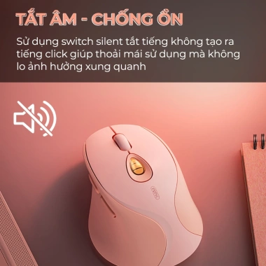 Chuột không dây Bluetooth INPHIC DR8 màu hồng, pin sạc, chống ồn - 238.000₫ 3