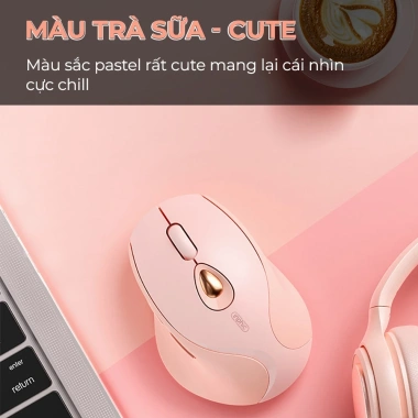 Chuột không dây Bluetooth INPHIC DR8 màu hồng, pin sạc, chống ồn - 238.000₫ 8