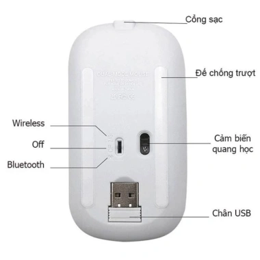 Chuột không dây Bluetooth M90 sạc pin USB, chống ồn, kèm dây TypeC - Giá 85.500₫