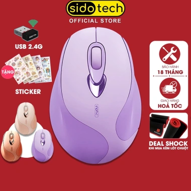 Chuột không dây Bluetooth SIDOTECH INPHIC M8 Silent chống ồn sạc pin màu tím cute laptop giá 219k giảm từ 269k