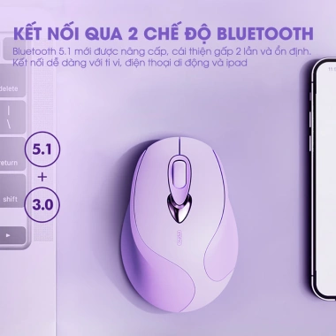 Chuột không dây Bluetooth SIDOTECH INPHIC M8 Silent chống ồn sạc pin màu tím cute laptop giá 219k giảm từ 269k 4