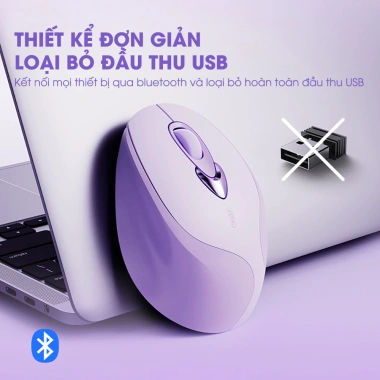 Chuột không dây Bluetooth SIDOTECH INPHIC M8 Silent chống ồn sạc pin màu tím cute laptop giá 219k giảm từ 269k 5
