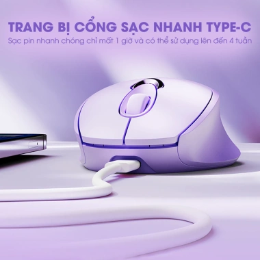 Chuột không dây Bluetooth SIDOTECH INPHIC M8 Silent chống ồn sạc pin màu tím cute laptop giá 219k giảm từ 269k 7