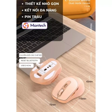 Chuột Không Dây Bluetooth X7 - 2 Mode, Pin Sạc, Tương Thích Laptop & Máy Tính Bảng, Dùng Văn Phòng, Giá 209.000₫ 8