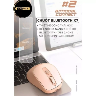 Chuột Không Dây Bluetooth X7 Pin Sạc 2 Chế Độ, Tương Thích Máy Tính, Giá 129.000₫