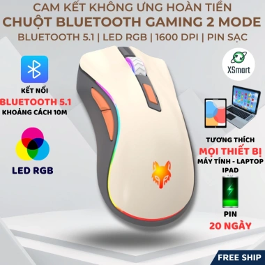 Chuột không dây Bluetooth Xunfox H52 LED RGB - 2 chế độ kết nối, tương thích PC/Laptop/iPad - 229.000 VND