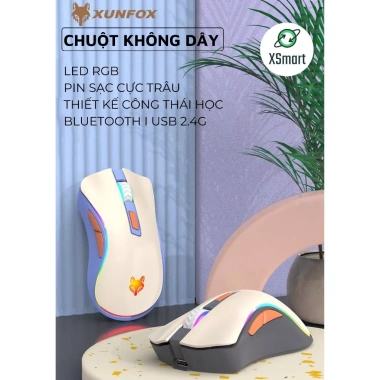 Chuột không dây Bluetooth Xunfox H52 LED RGB - 2 chế độ kết nối, tương thích PC/Laptop/iPad - 229.000 VND