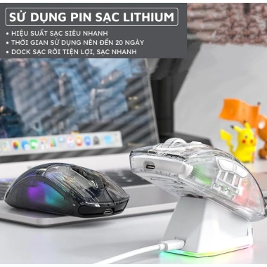 Chuột không dây Bluetooth Ziyou X2 PRO VIP Mouse trong suốt LED RGB, pin sạc cho PC và Laptop - giá ưu đãi 358.999₫ 2