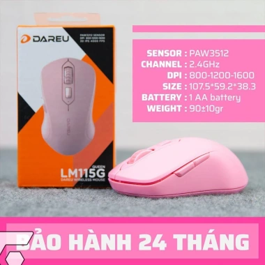 Chuột Không Dây DAREU LM115 – Màu Hồng Dễ Thương, Đen Trắng, Giá ưu đãi 165k 6