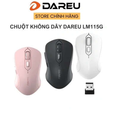 Chuột không dây Dareu LM115G Pink Black White - Thiết kế gọn nhẹ, pin lâu, chỉ 119.561 VND