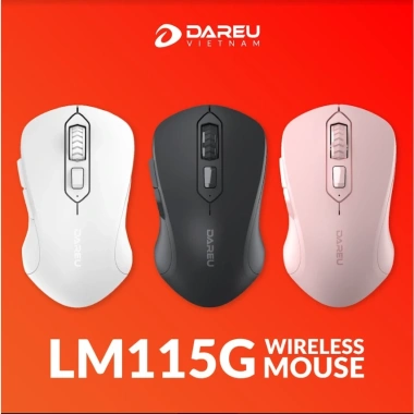 Chuột không dây Dareu LM115G Pink Black White - Thiết kế gọn nhẹ, pin lâu, chỉ 119.561 VND