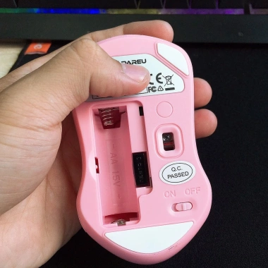 Chuột không dây Dareu LM115G Pink Black White - Thiết kế gọn nhẹ, pin lâu, chỉ 119.561 VND
