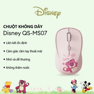 Chuột không dây Disney QS‑MS07 - Kết nối ổn định, chống mồ hôi, hoa văn dễ thương, 3 tốc độ - Giá chỉ 251.900₫