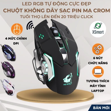 Chuột không dây GAME Wolf X8 PRO 2.4GHz Siêu Ngầu Tự Đổi Màu 179k