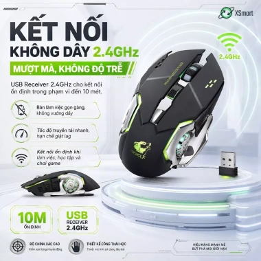 Chuột không dây GAME Wolf X8 PRO 2.4GHz Siêu Ngầu Tự Đổi Màu 179k