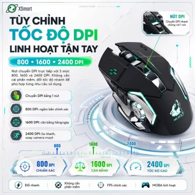 Chuột không dây GAME Wolf X8 PRO 2.4GHz Siêu Ngầu Tự Đổi Màu 179k