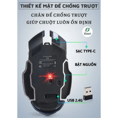 Chuột Không Dây Gaming Wolf X8 LED 7 Màu RGB, Pin Sạc Lâu, Giá 179.000 VND 3 Chuột Không Dây Gaming Wolf X8 LED 7 Màu RGB, Pin Sạc Lâu, Giá 179.000 VND 3