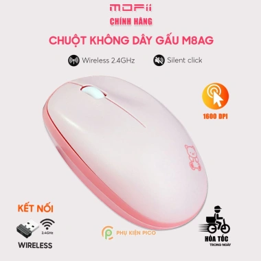 Chuột không dây Hello Bear Mofii hồng cute hình gấu - Giá ưu đãi 99.000₫