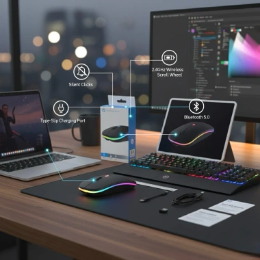 Chuột Không Dây HP W10 Bluetooth 5.0 + 2.4G, LED RGB, Pin Sạc - 99.000 VNĐ
