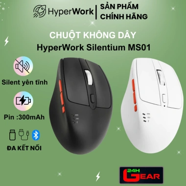 Chuột không dây HyperWork Silentium MS01 - Switch silent yên tĩnh, 3 chế độ kết nối, giá chỉ 369.000₫