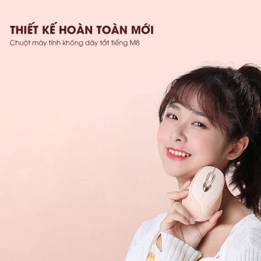 Chuột không dây INPHIC M8 hồng silent, chống ồn, pin sạc, phù hợp laptop - 208.000 VND