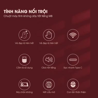 Chuột không dây INPHIC M8 hồng silent, chống ồn, pin sạc, phù hợp laptop - 208.000 VND