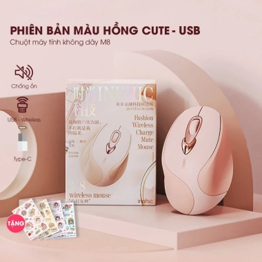 Chuột không dây INPHIC M8 hồng silent, chống ồn, pin sạc, phù hợp laptop - 208.000 VND 9 Chuột không dây INPHIC M8 hồng silent, chống ồn, pin sạc, phù hợp laptop - 208.000 VND 9