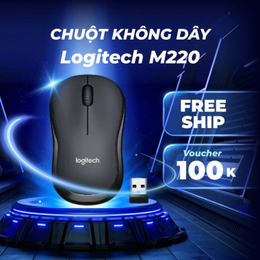 Chuột không dây Logitech M220 - Không tiếng động, độ nhạy cao, công tắc On/Off, tặng pin - Chỉ 110.000₫