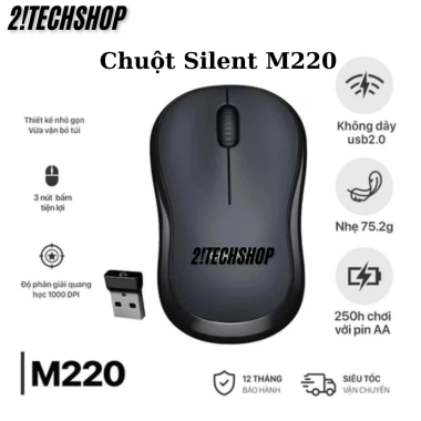 Chuột Không Dây Logitech M220 Silent OEM - Văn phòng không ồn, USB, Tặng Pin, BH 12 tháng, 42.750 VND 9