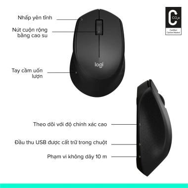 Chuột không dây Logitech M330 Silent Plus giảm tiếng ồn USB, thuận tay phải - Giá 419.000₫ 7