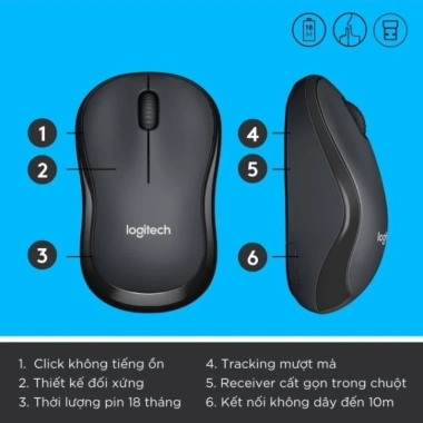 Chuột Không Dây Logitech Silent M220 PC/Laptop - Giảm tiếng ồn 90% - Bảo hành mới