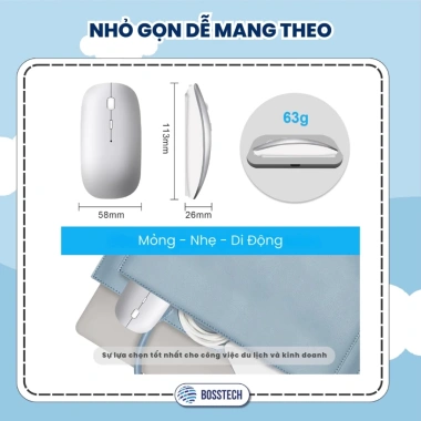 Chuột Không Dây M1 BOSSTECH – Bluetooth 5.0, Pin Trâu, Hoạt Động Êm Ái, 171k