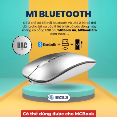 Chuột Không Dây M1 BOSSTECH – Bluetooth 5.0, Pin Trâu, Hoạt Động Êm Ái, 171k