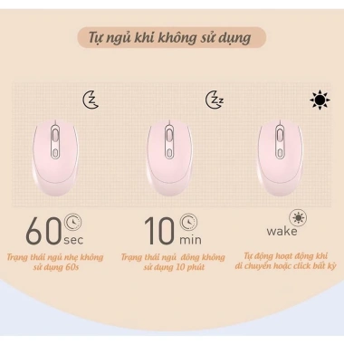 Chuột không dây M107 - Kết nối Laptop, Điện thoại, iPad, 2 chế độ USB/Bluetooth, thiết kế cute giá rẻ 68.250 VND 3 Chuột không dây M107 - Kết nối Laptop, Điện thoại, iPad, 2 chế độ USB/Bluetooth, thiết kế cute giá rẻ 68.250 VND 3