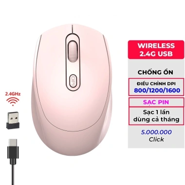 Chuột không dây M107 - Kết nối Laptop, Điện thoại, iPad, 2 chế độ USB/Bluetooth, thiết kế cute giá rẻ 68.250 VND