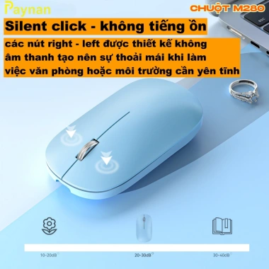 Chuột không dây M280 chống ồn, pin sạc, Bluetooth + USB 2.4GHz, độ trễ thấp, thiết kế gọn nhẹ – đa môi trường, tương thích Laptop PC Tablet, 59k