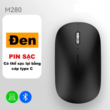 Chuột không dây M280 chống ồn, pin sạc, Bluetooth + USB 2.4GHz, độ trễ thấp, thiết kế gọn nhẹ – đa môi trường, tương thích Laptop PC Tablet, 59k