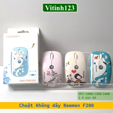 Chuột Không Dây Newmen F200 - Độ Nhạy 2.000 DPI, Thiết Kế Ergonomic, Giá Gốc 374,100 VND Giảm còn 290,000 VND