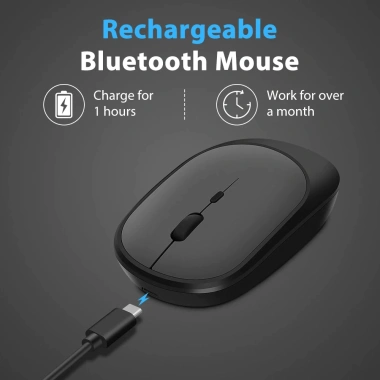 Chuột không dây sạc lại Bluetooth + USB nhỏ gọn, không tiếng ồn, tiện mang đi - 79.800₫ 5