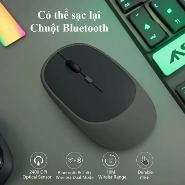 Chuột không dây sạc lại Bluetooth + USB nhỏ gọn, không tiếng ồn, tiện mang đi - 79.800₫ 10
