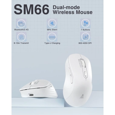 Chuột không dây SOLAKAKA SM66 Bluetooth 2.4G 400mAh DPI 800-1.200-1.600-2.400-4.200 cho game văn phòng 200.731 VND 3