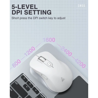 Chuột không dây SOLAKAKA SM66 Bluetooth 2.4G 400mAh DPI 800-1.200-1.600-2.400-4.200 cho game văn phòng 200.731 VND 5