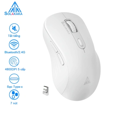 Chuột Không Dây SOLAKAKA SM66 Bluetooth 2.4G – Nút Êm Ái, 5 DPI, Pin 500mAh, 156k 2