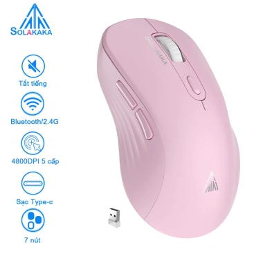Chuột Không Dây SOLAKAKA SM66 Bluetooth 2.4G – Nút Êm Ái, 5 DPI, Pin 500mAh, 156k 9