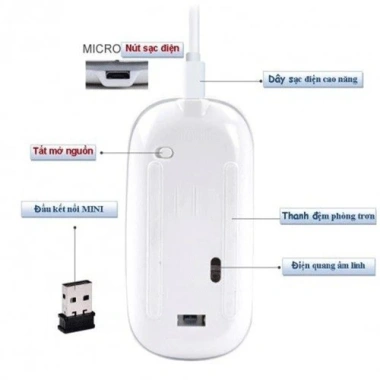 Chuột không dây tự sạc Bluetooth - Tương thích máy tính, laptop, phone, tivi, giá chỉ 135.000đ