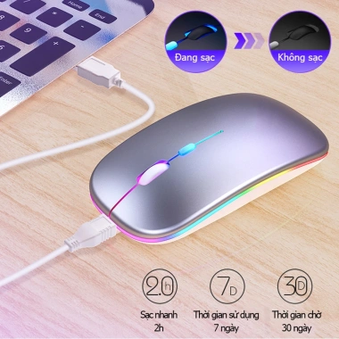 Chuột không dây tự sạc Bluetooth - Tương thích máy tính, laptop, phone, tivi, giá chỉ 135.000đ