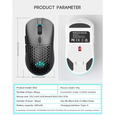 Chuột không dây Type‑C 2.4G Click Silent giảm ồn, USB, phù hợp PC/Laptop - 249k
