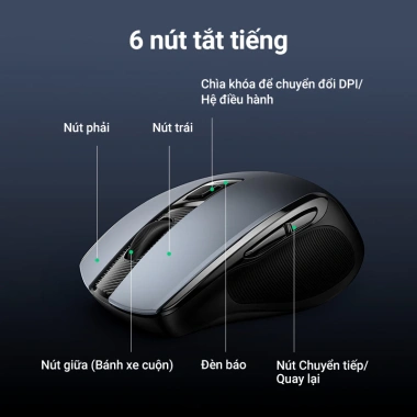 Chuột không dây Ugreen 6 nút im lặng 4.000dpi - Giá 265k, phù hợp PC & Laptop 6