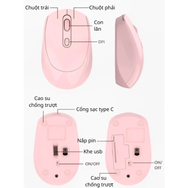 Chuột không dây USB, sạc Type‑C, hỗ trợ Laptop PC iPad Android/Windows – 72.000₫ 5