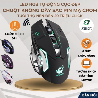 Chuột không dây X8 LED RGB, pin sạc, AUTO 4 mức DPI - Chơi game, Văn phòng, giá 179.000₫